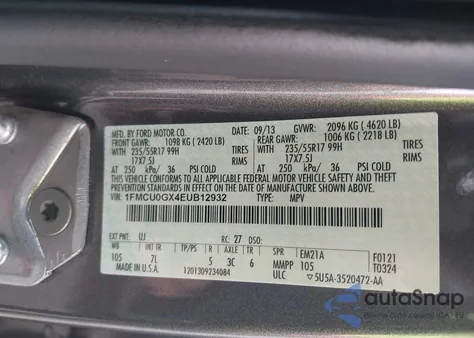 2014 Ford Escape Se z USA, uszkodzony, nr VIN 1FMCU0GX4EUB12932